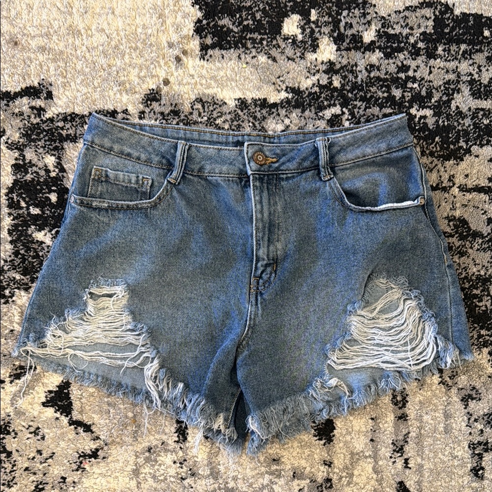 Blue Distressed Jean Shorts